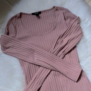 Forever 21 dusty pink rib knit bodysuit S